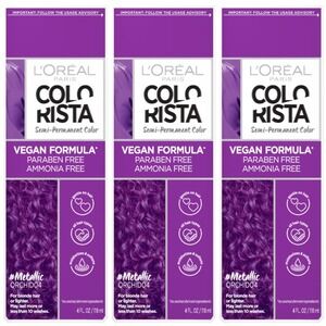 L'Oreal ColoRista Semi Permanent Lot of 3 Vegan Hair Dye Color Metallic Orchid04